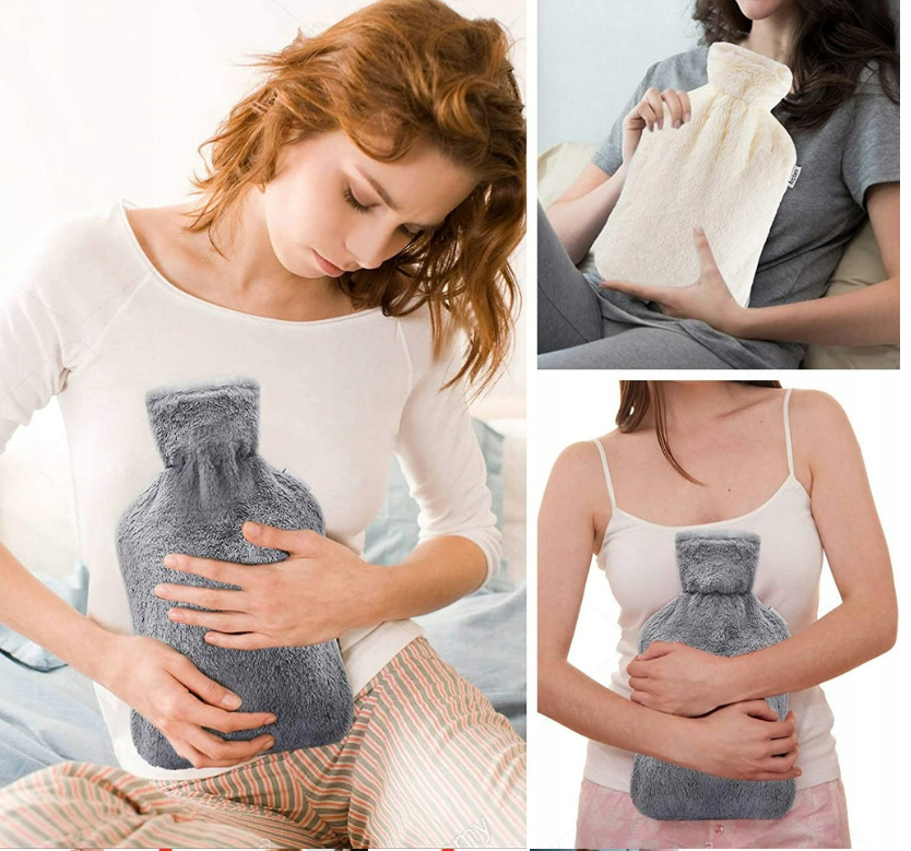 Perna pentru apa calda, Zola, capacitate 2l, din cauciuc, cu husa pufoasa, gri deschis Perna pentru apa calda, Zola, capacitate 2l, din cauciuc, cu husa pufoasa, gri deschis